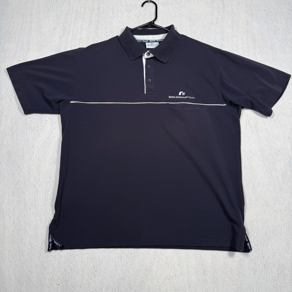 Russell Athletic BMW Williams F1 Team Polo Shirt Navy Blue Mens XL Racing Pique